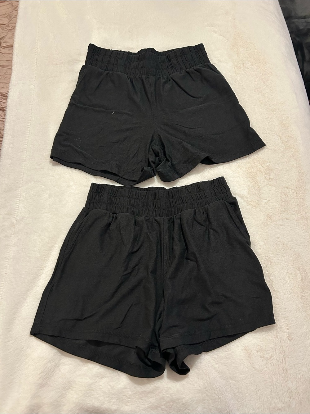 Athletic Works Black Women's Elastic Smocked-Waist Athletic Shorts